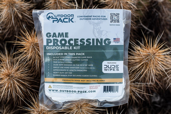 12 PACK / DISPOSABLE GAME PROCESSING KIT NO BLADES WITH GAME BAGS